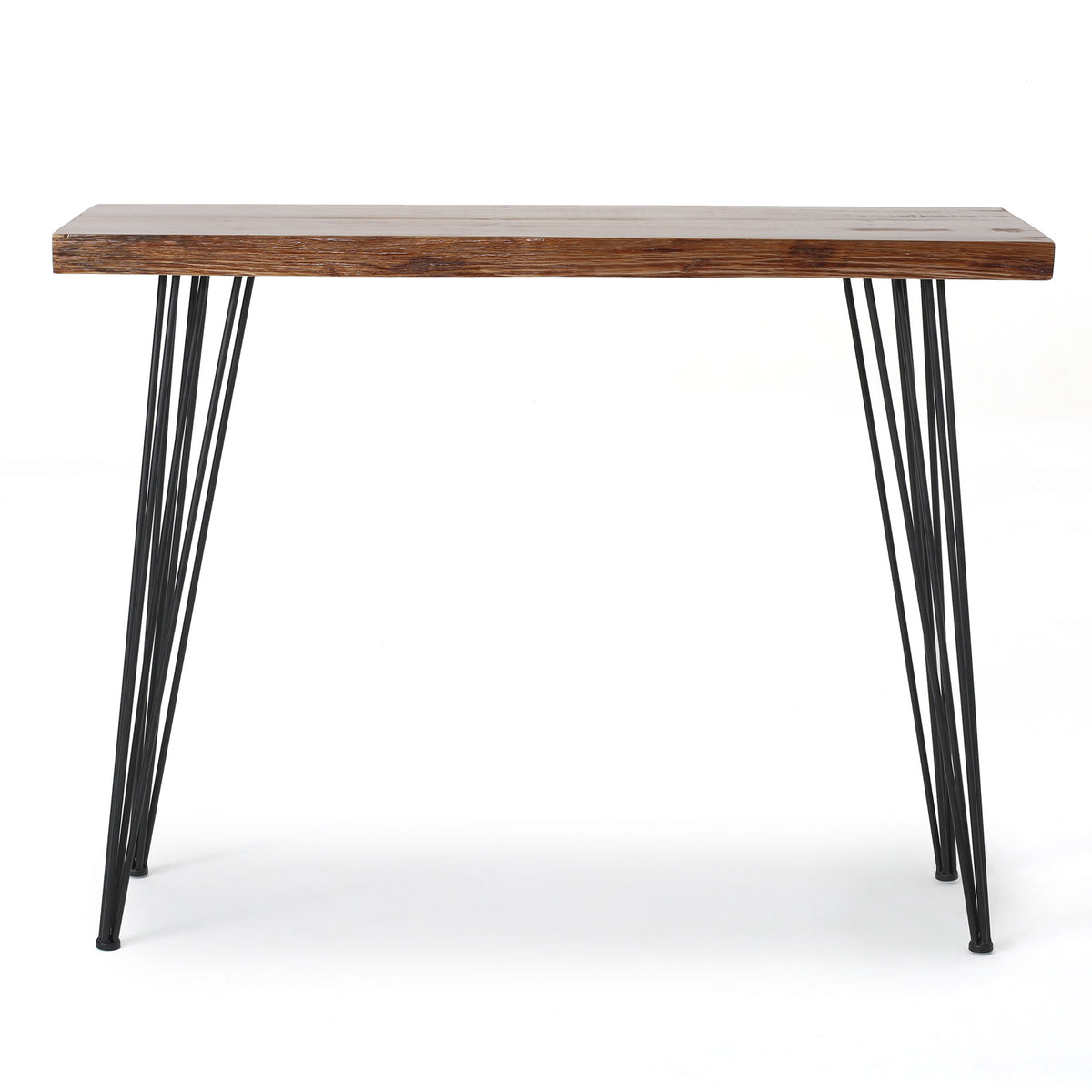 Modern Industrial Breakfast Bar Table, Metal Hairpin Legs & Wood Veneer Top, Compact 58.00 inches(Length)×18.25 inchesWidth×42.00Height - Grand Goldman Shop
