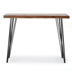 Modern Industrial Breakfast Bar Table, Metal Hairpin Legs & Wood Veneer Top, Compact 58.00 inches(Length)×18.25 inchesWidth×42.00Height - Grand Goldman Shop