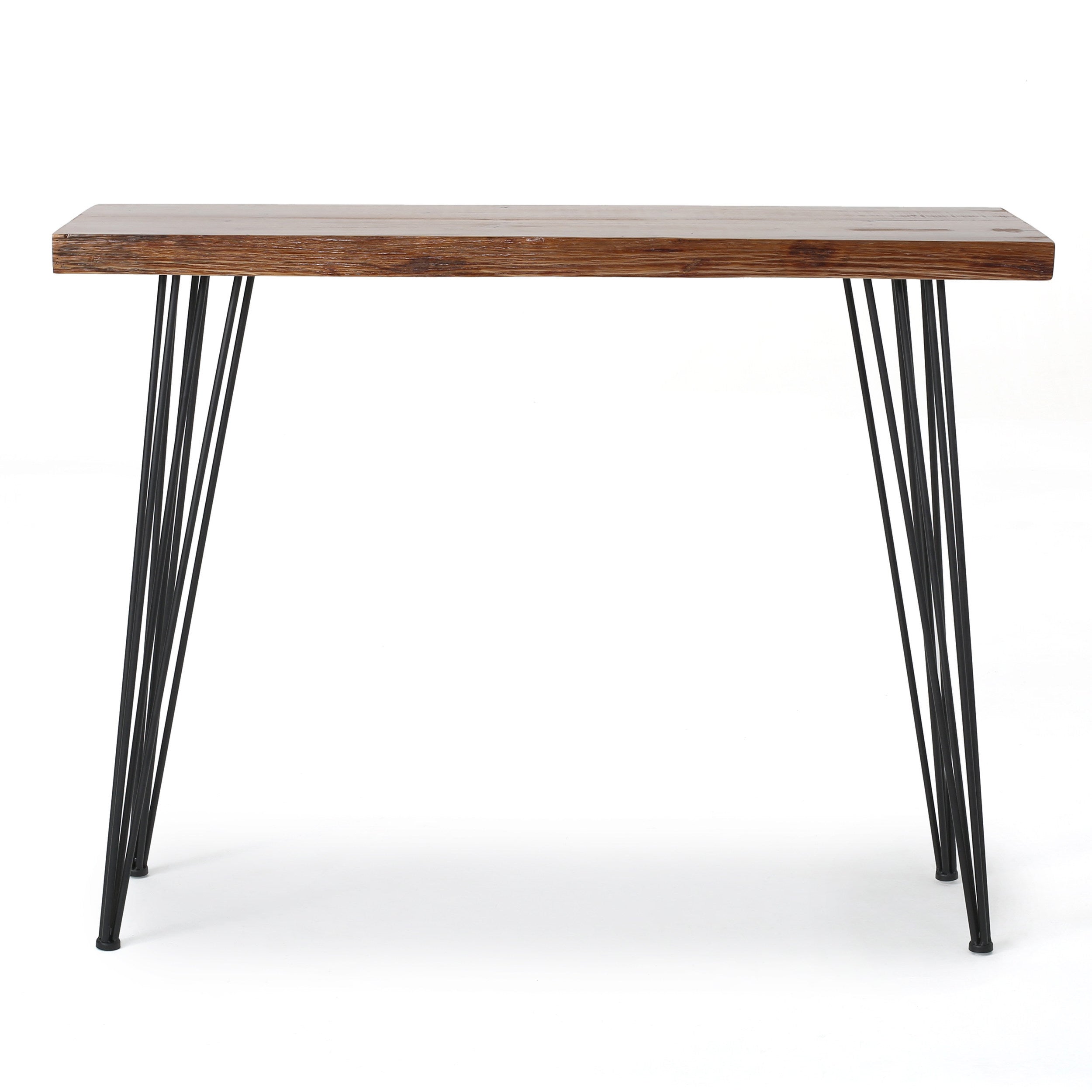Modern Industrial Breakfast Bar Table, Metal Hairpin Legs & Wood Veneer Top, Compact 58.00 inches(Length)×18.25 inchesWidth×42.00Height - Grand Goldman Shop