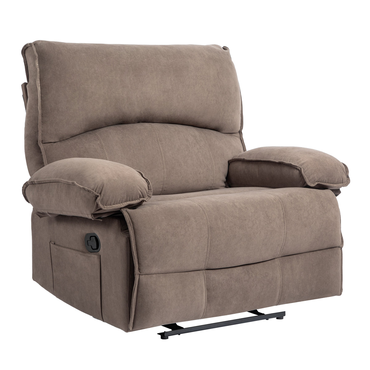 Oversized Velvet Recliner Chair Sofa with Manual Push-Back Functionality in Brown - Grand Goldman Shop