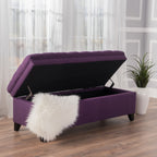 Juliana Storage Ottoman Purple Fabric with Birch Legs 50x20.5x18.3 Inch - Grand Goldman Shop