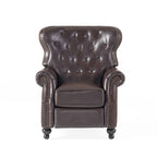Contemporary Style Push Back Recliner with Button-Tufted Stitching and Nailhead Trim in Dark Brown PU - Grand Goldman Shop