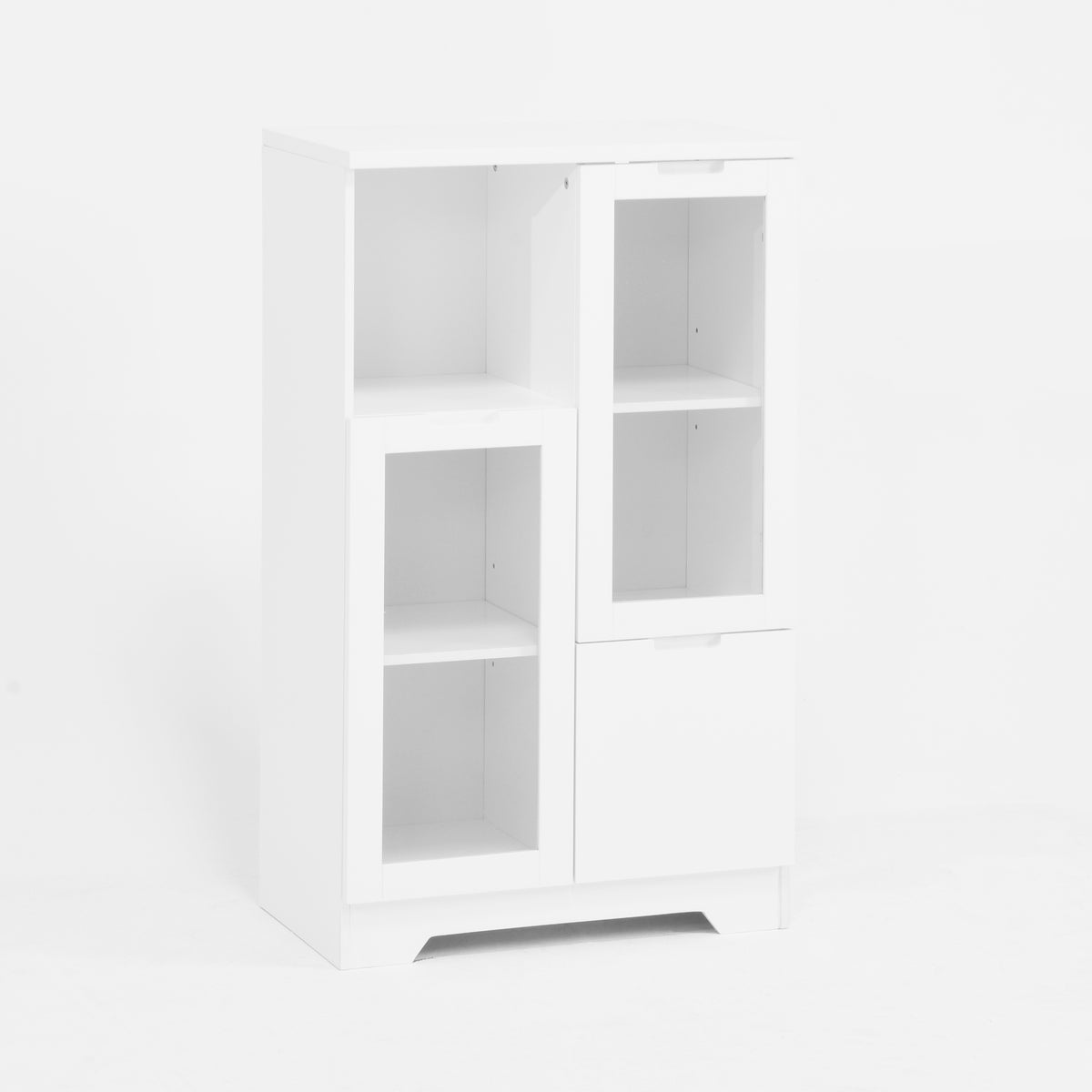 Modern MDF Painted Cabinet with Glass Doors and Drawer, White, for Bedroom and Living Room - Grand Goldman Shop