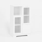 Modern MDF Painted Cabinet with Glass Doors and Drawer, White, for Bedroom and Living Room - Grand Goldman Shop