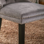 Nikki Collection Modern, High-end Tufted Solid Wood Contemporary Velvet Upholstered Dining Chair with Wood Legs Nailhead Trim 2-Pcs Set,Gray, SW2001GY - Grand Goldman Shop