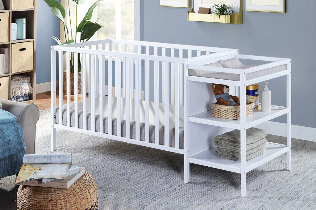 Palmer 3-in-1 Convertible Crib and Changer Combo White | Premium Home Decor - Grand Goldman