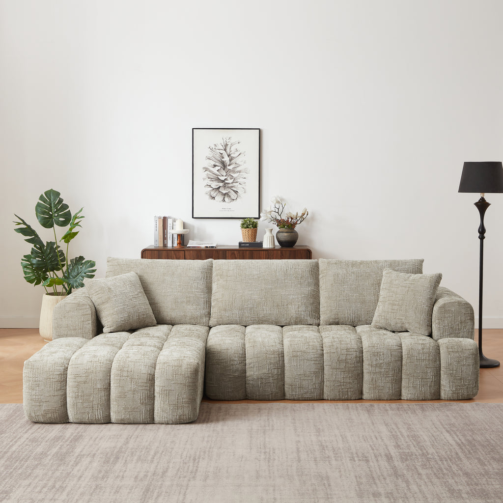 Chenille L-Shape Luxury Sectional Oversized Sofa,Mnimalist Design,Comfy Sleeper Couch for Living Room,Apartment&Reception Spaces,No Assembly Required - Grand Goldman Shop