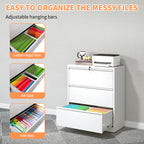 3 Drawer Lateral File Cabinet, 35.4 Inch Wide Metal Filing Cabinet, Locking Heavy Duty File Cabinet for Home Office, Anti-Tip