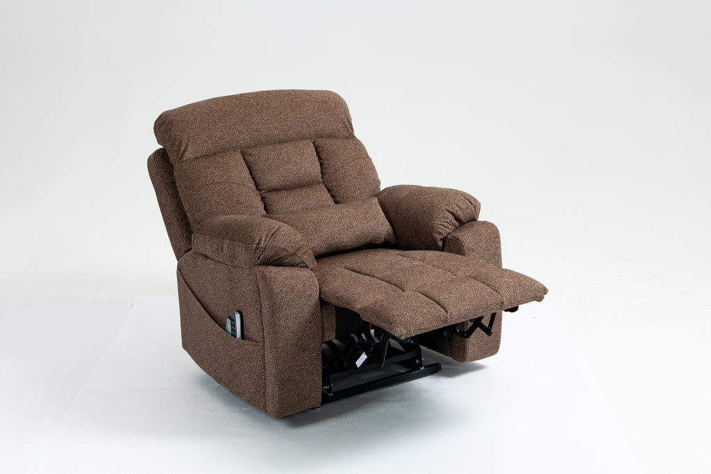 Old age electric lift chair, flat high density foam electric sofa, with heating and massage functions, can tilt to 180 degrees, 2 pocket cup holders, 2 remote controls, 4 OKIN motors - Grand Goldman Shop