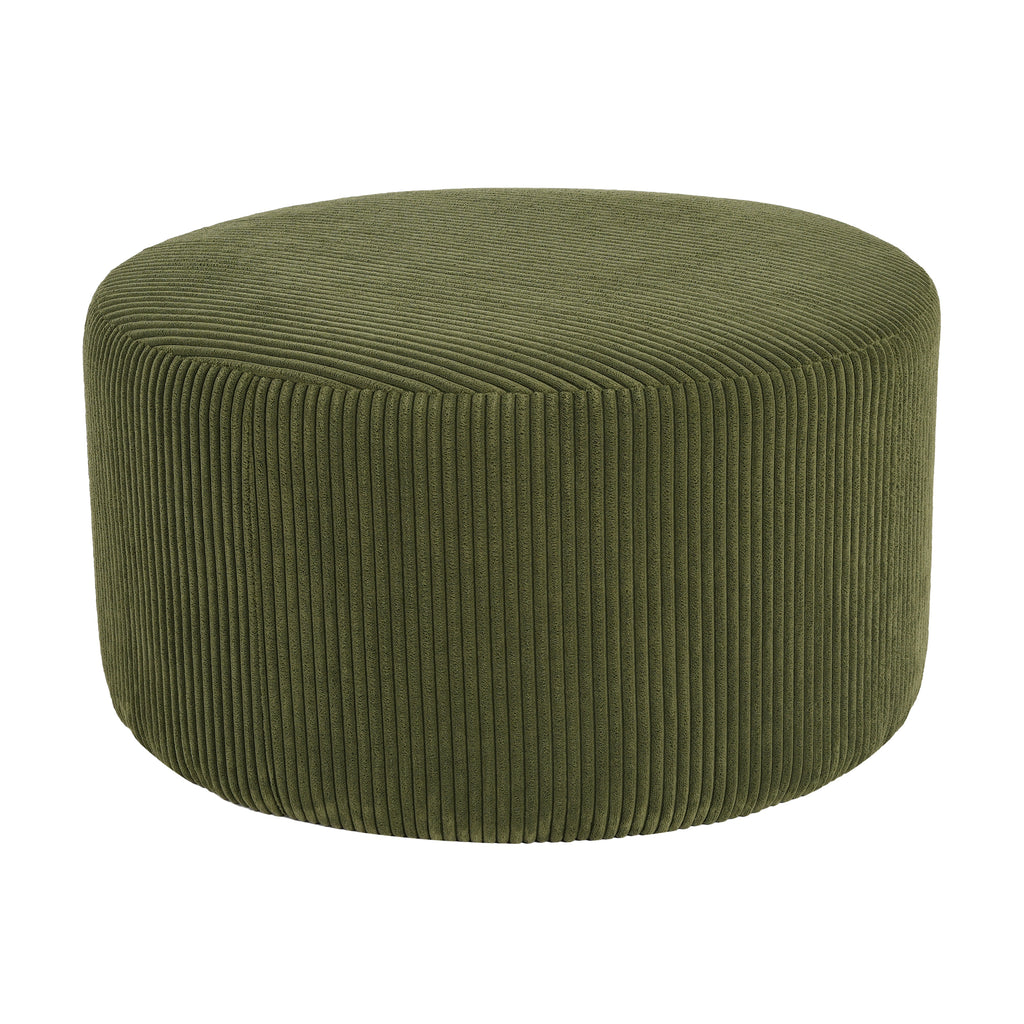 Upholstered Round Ottoman,Olive Green,Corduroy - Grand Goldman Shop