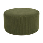Upholstered Round Ottoman,Olive Green,Corduroy - Grand Goldman Shop