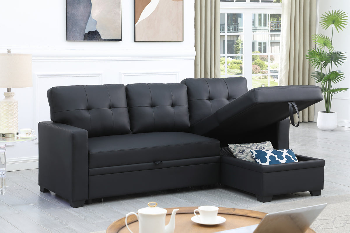 Upholstered Pull out Sectional Sofa with Chaise - Grand Goldman Shop