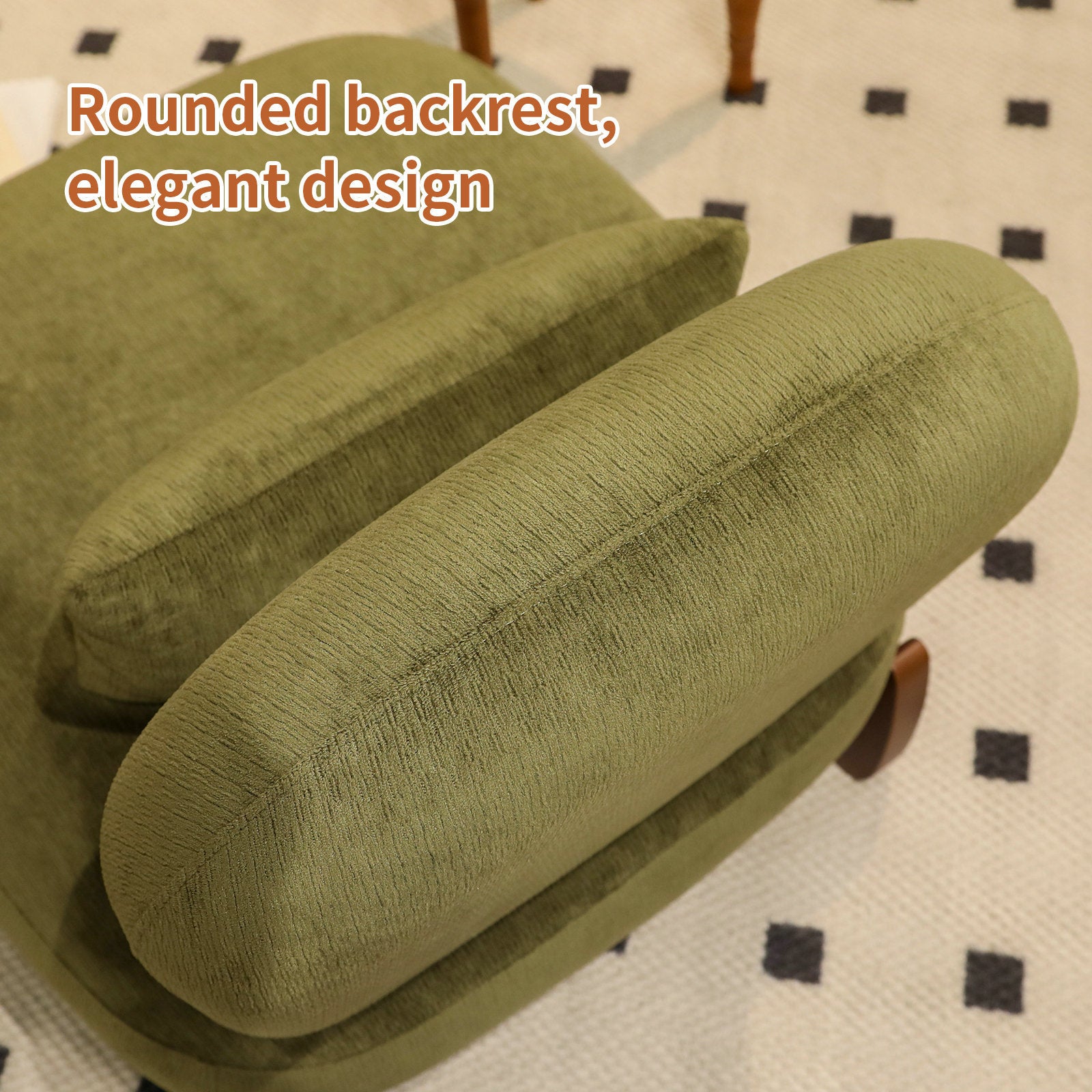 Cute Accent Chair with Solid Wood Legs, Velvet Living Room Chair with Soft Cushion, Cozy Bedroom Chair, Comfy Armless Reading Chair for Apartment, Waiting Room, Balcony (Green) - Grand Goldman Shop