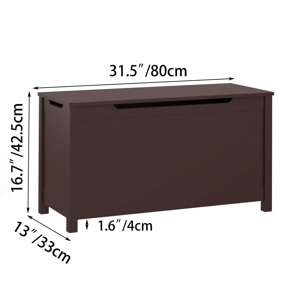 Kids Wooden Toy Box Storage with Safety Hinged Lid for Ages 2+ (Coffee) - Grand Goldman