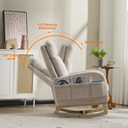 Modern Accent Rocking Chair Rocking Chair with Solid Wood Legs, Upholstered Nursery Glider Rocker Side Pocket and Footrest, Living Room Lounge Arm Chair with High Backrest (beige,teddy) - Grand Goldman Shop