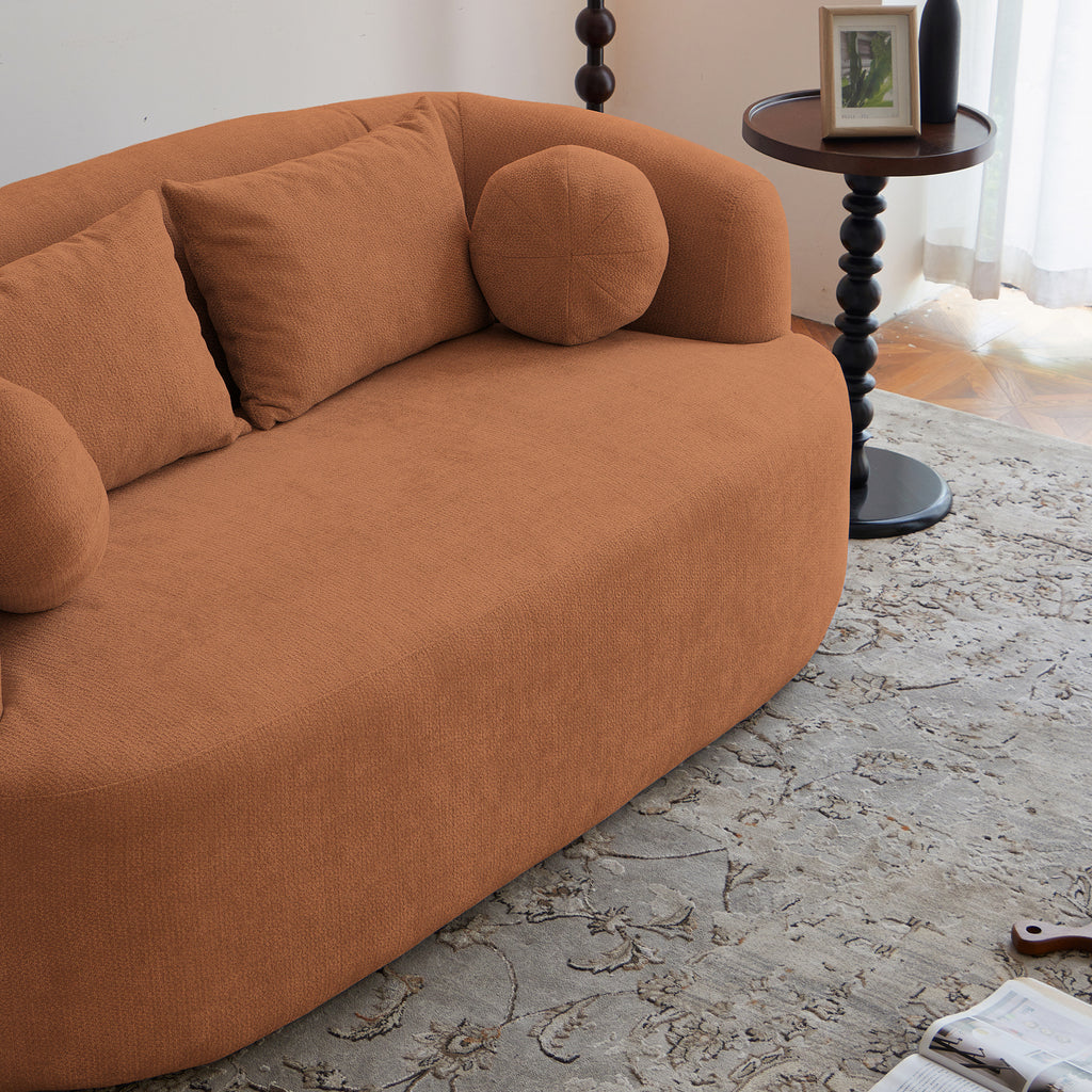 Sofa-in-a-Box, Memory Foam 2-Seater Couch, No Installation & Easy to Transport, Deep Seat Modern Sofa with chenille Fabric, Couch for Living Room, Bedroom, Apartment, Home Office,Orange - Grand Goldman Shop