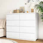 8 Drawers Dresser for Bedroom, Wood Bedroom Dresser Modern Drawer Chest, 8 Chest of Drawer, Tall Dresser for Closet, Dressers Organizer for Living Room, Closet, White - Grand Goldman Shop