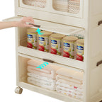 Portable Wardrobe Closet Storage Organizer with Magnetic Doors and Hanging Rod, Cream White - Grand Goldman Shop