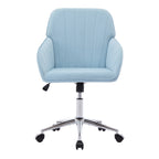 TY Ergonomic Office Chair in Baby Blue Velvet with Adjustable Backrest and Silver Base, Ideal for Home Bedroom and Long Sitti