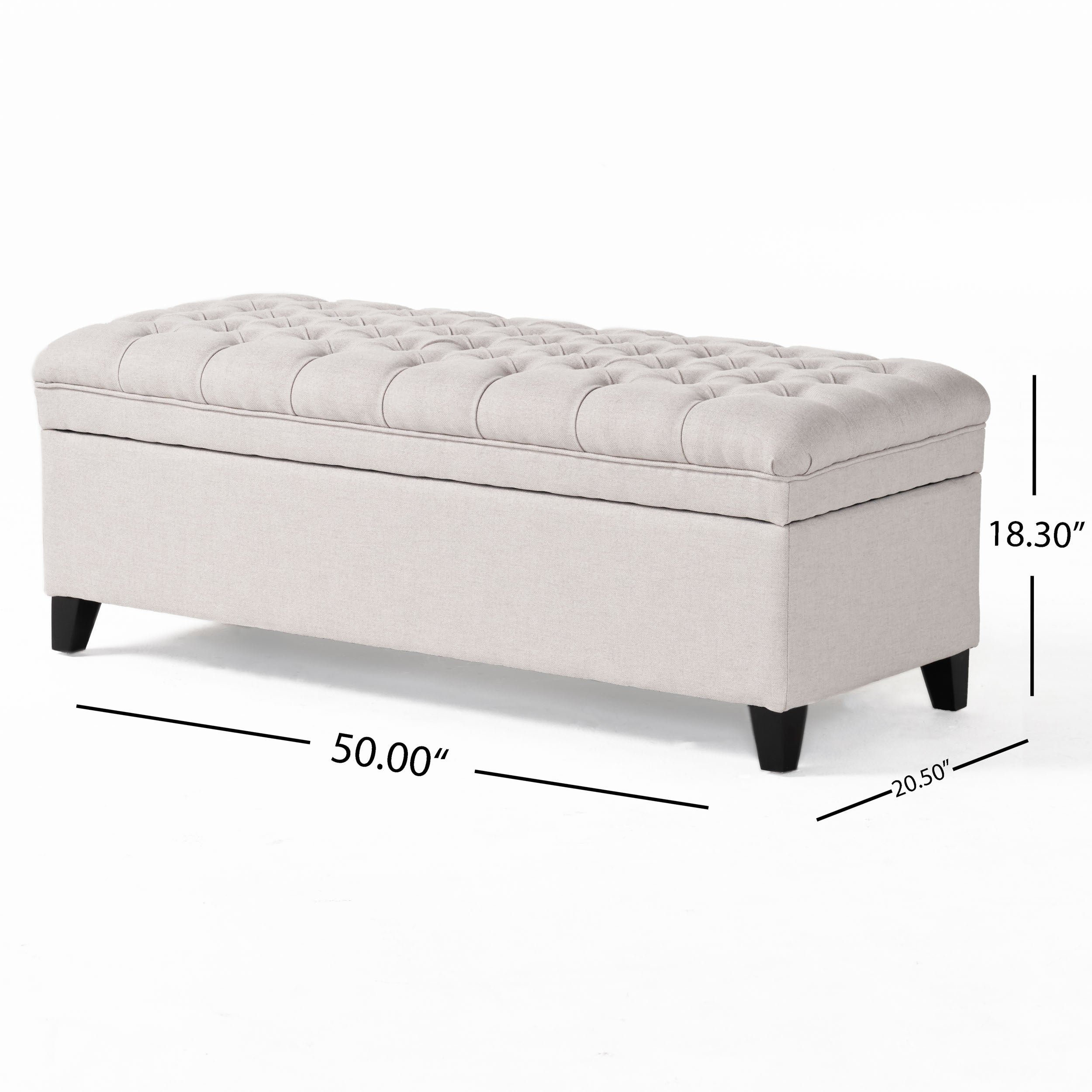 Juliana Light Gray Storage Ottoman Fabric 50 x 20.5 x 18.3 Inches - Grand Goldman Shop