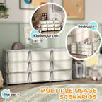 Qaba 3 Tier Kids Storage Unit, 9 Drawer Chest Toy Organizer Plastic Bins for Kids Bedroom Nursery Kindergarten Living Room fo