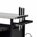 K&K 39.5' Outdoor Grill Cart with Storage Cabinet, Outdoor Bar Cart Pizza Oven Table with Wheels, Stainless Steel Top, Outdoor Kitchen Island with Spice & Paper Rack for BBQ, Waterproof Cover Included - Grand Goldman Shop