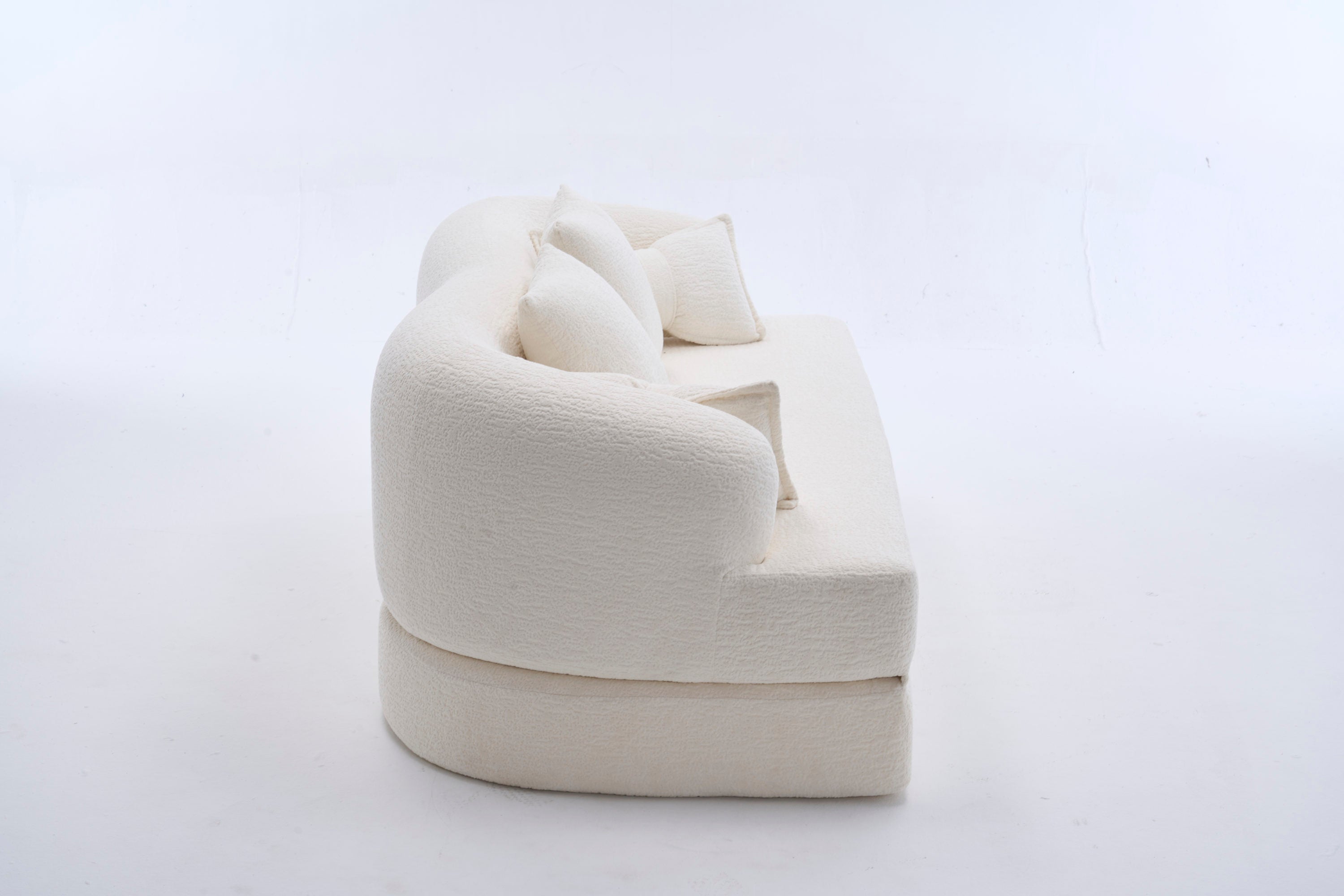 2-in-1 Foldable Sofa Bed,70 Inch Folding Boneless Couch Convertible Compressed Sleeper Sofabed, 4 Pillows for Living Room Apartment, Milk White - Grand Goldman Shop