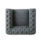 Fabric Upholstered Club Chair with Scrolled Tuxedo Arms, Charcoal - Grand Goldman Shop