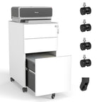 3-Drawer Mobile File Cabinet with Lock, All-Steel Metal Storage on Wheels, Two Shallow & One Deep Drawer for Office/Home, Ful