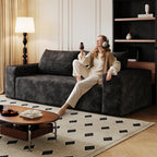 71' 3Setaser Sofa,Corduroy Fabric,Deep Seat Couches,Comfy Loveseat Sofa,No Assembly,1pcs for Living room, Bedroom,Conference room ,Apartment,Black - Grand Goldman Shop
