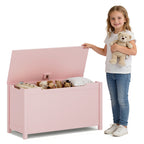 Kids Wooden Toy Box Storage with Safety Hinged Lid for Ages 2+ (Pink) | Premium Home Decor - Grand Goldman
