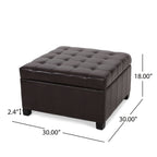 Upholstered Tufted PU Leather Storage Ottoman, Dark Brown - Grand Goldman Shop