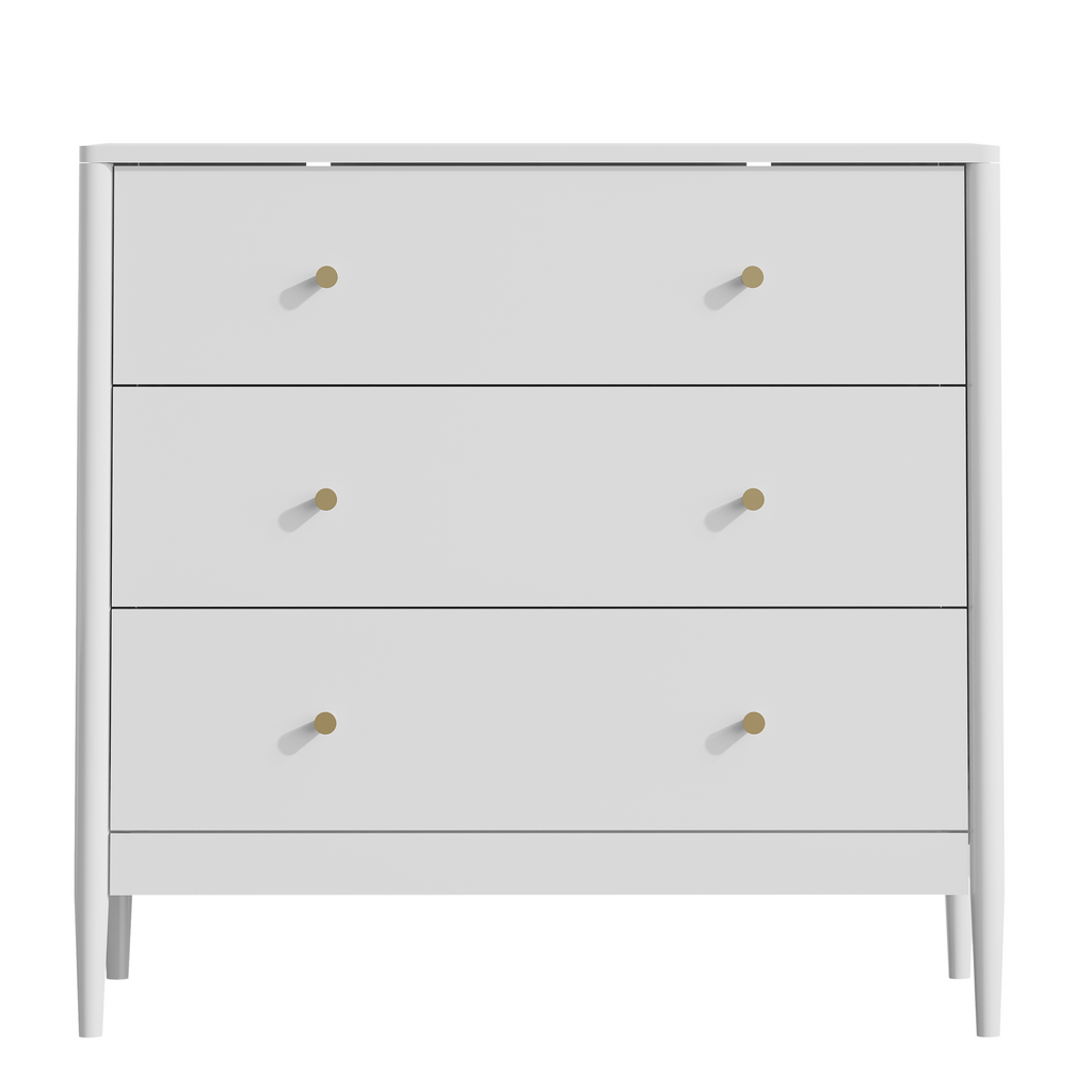 3 Drawer Dresser Chest, Modern White Storage Cabinet, MDF Wood Organizer for Bedroom, Living Room, Entryway, Small Space Furniture - Grand Goldman Shop