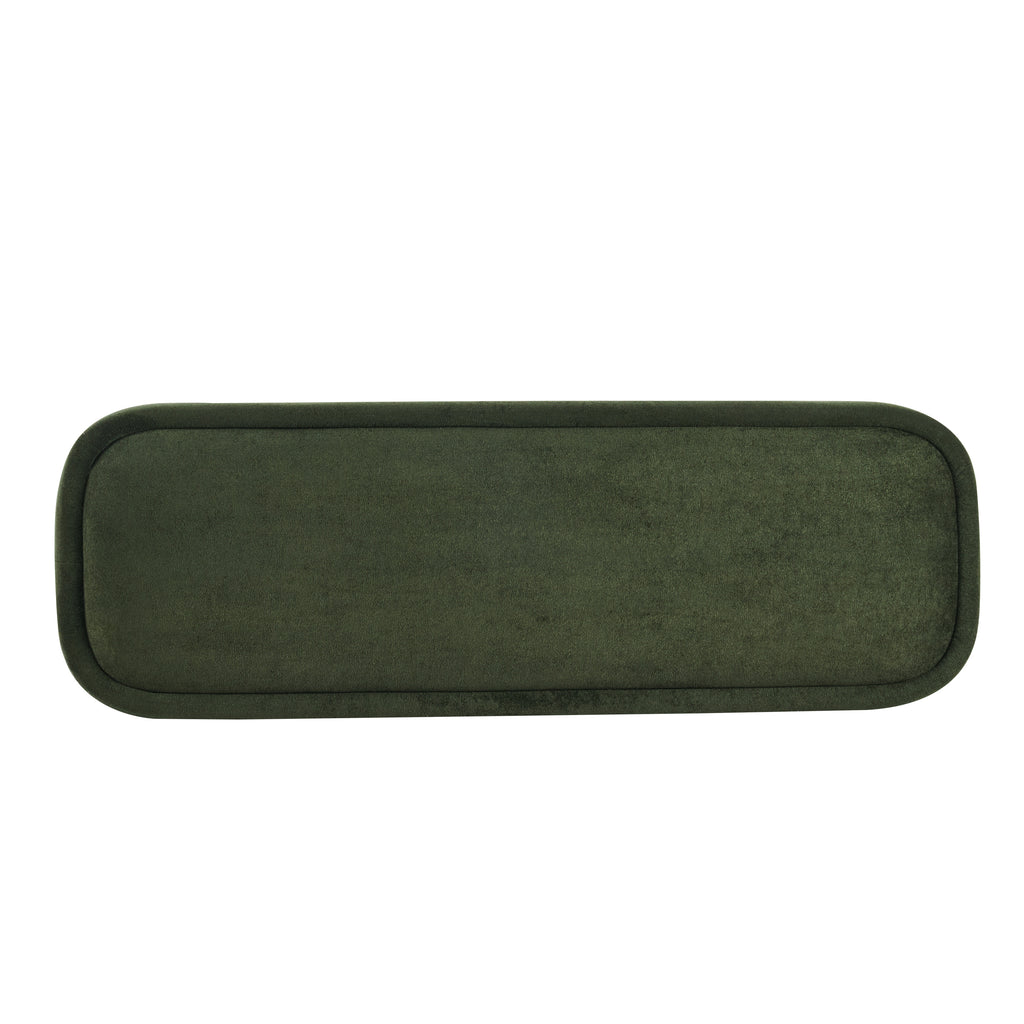 Indoor Green Fabric Dining Bench with Walnut Color Legs, 51.57'L Upholstered Seating for Kitchen, Dining Room and Living Space,250lbs Capacity - Grand Goldman Shop