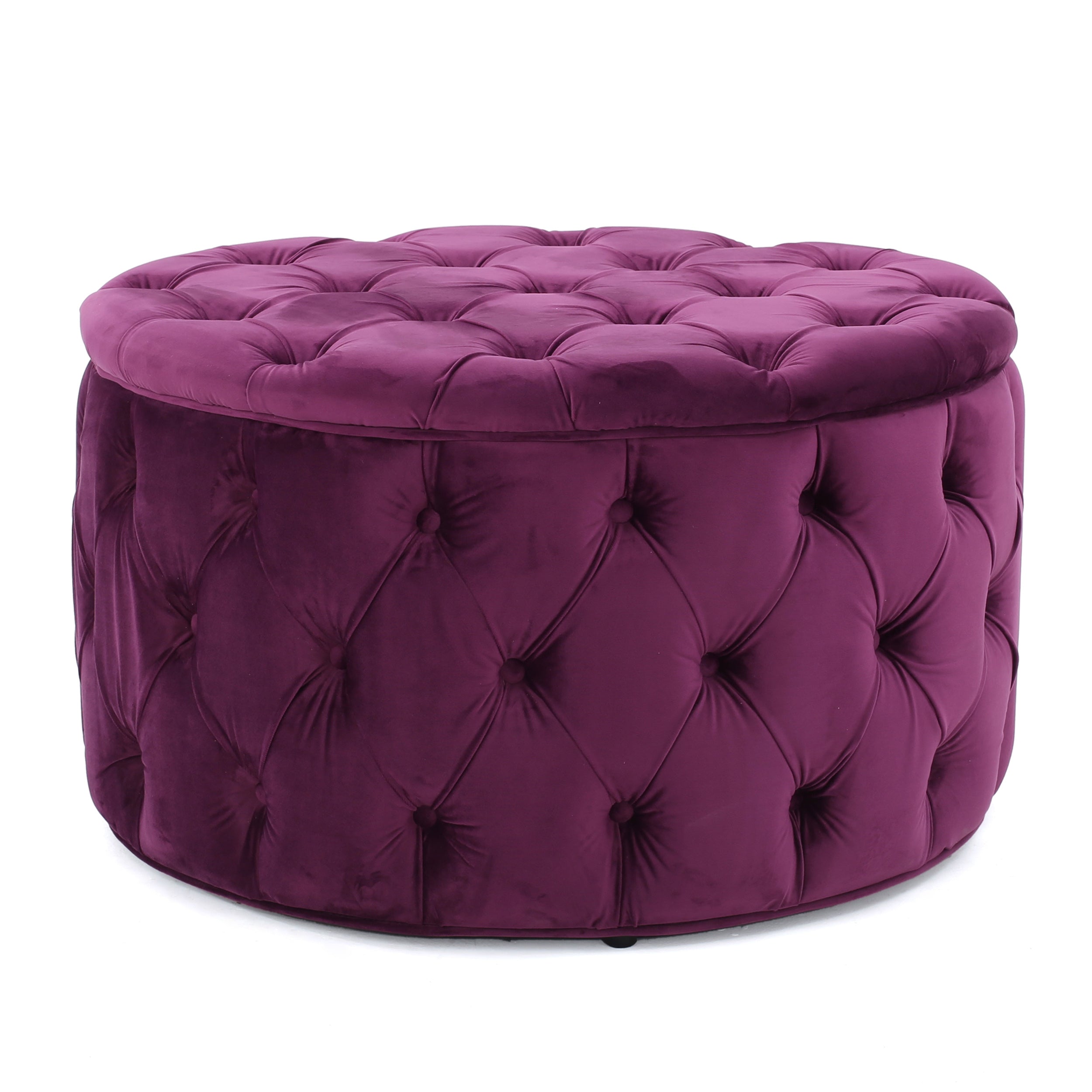 Modern Glam Ottoman Velvet Fuchsia 29.5-Inch - Grand Goldman Shop