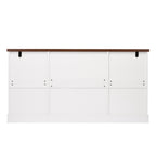 White Farmhouse Barn Door Storage Cabinet with 2 Drawers & Door Rack, Adjustable Shelves, MDF Construction, 63.11' L x 15.75' W x 32.09' H - Grand Goldman Shop