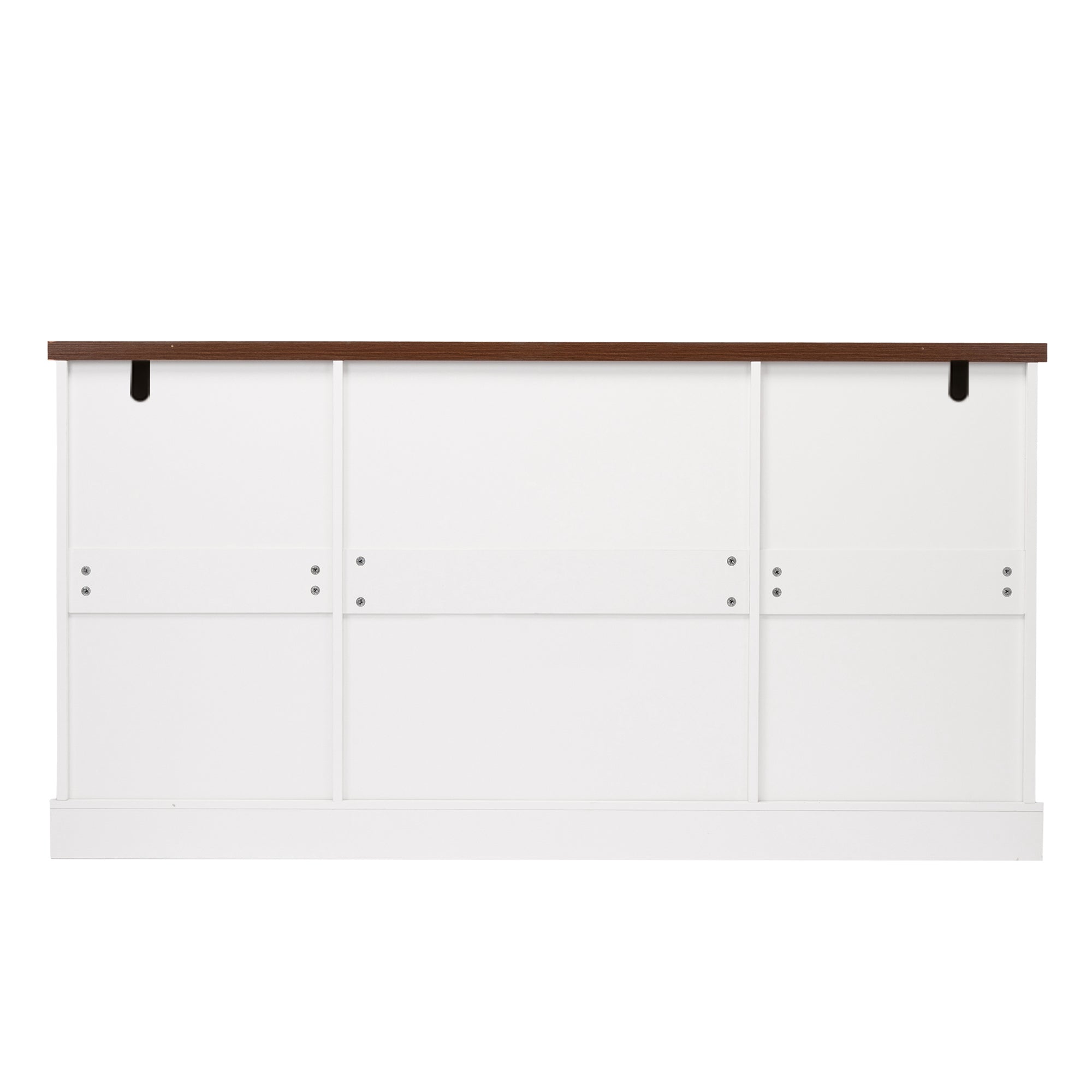 White Farmhouse Barn Door Storage Cabinet with 2 Drawers & Door Rack, Adjustable Shelves, MDF Construction, 63.11' L x 15.75' W x 32.09' H - Grand Goldman Shop