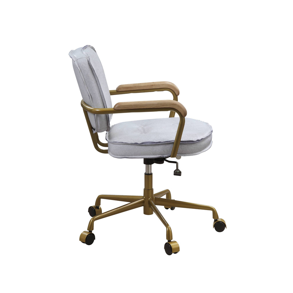Siecross Vintage White Top Grain Leather Office Chair - Grand Goldman