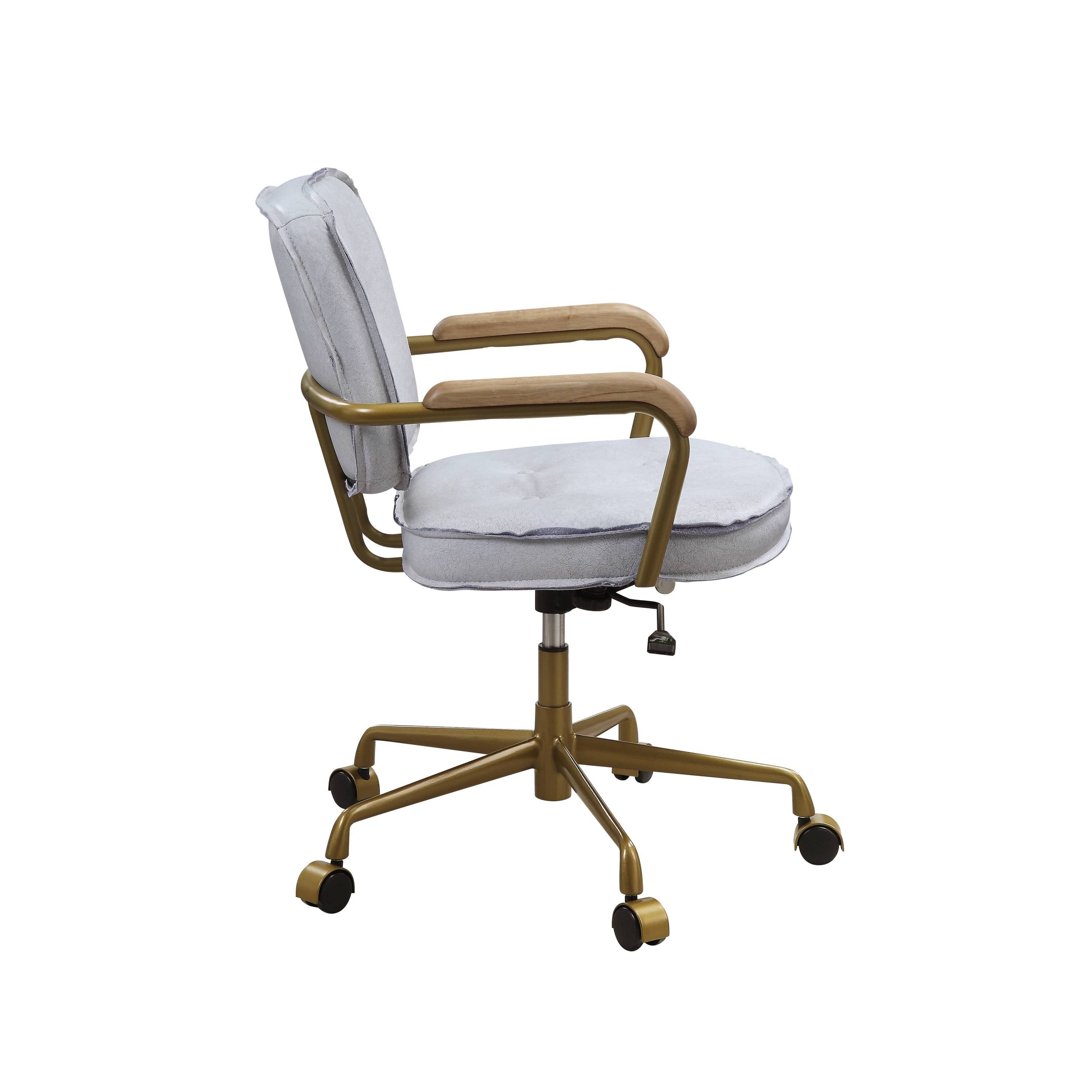 Siecross Vintage White Top Grain Leather Office Chair - Grand Goldman