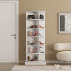 Modern 360 Rotating Shoe Cabinet with 6 Layers in White Particle Board and MDF - Grand Goldman Shop