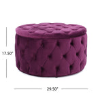 Modern Glam Ottoman Velvet Fuchsia 29.5-Inch - Grand Goldman Shop