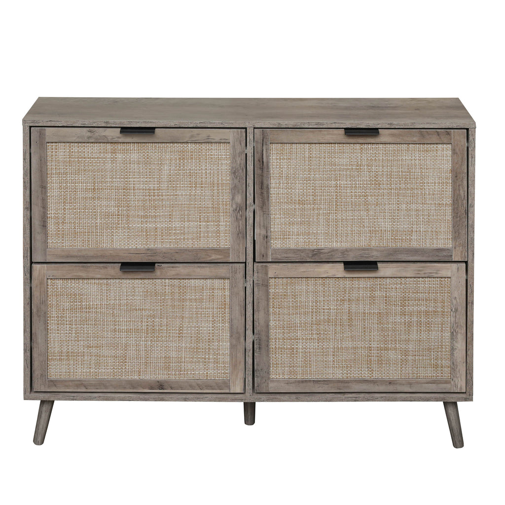4 Door Shoe Rack, Freestanding Modern Shoe Storage Cabinet, for Entryway - Grand Goldman Shop