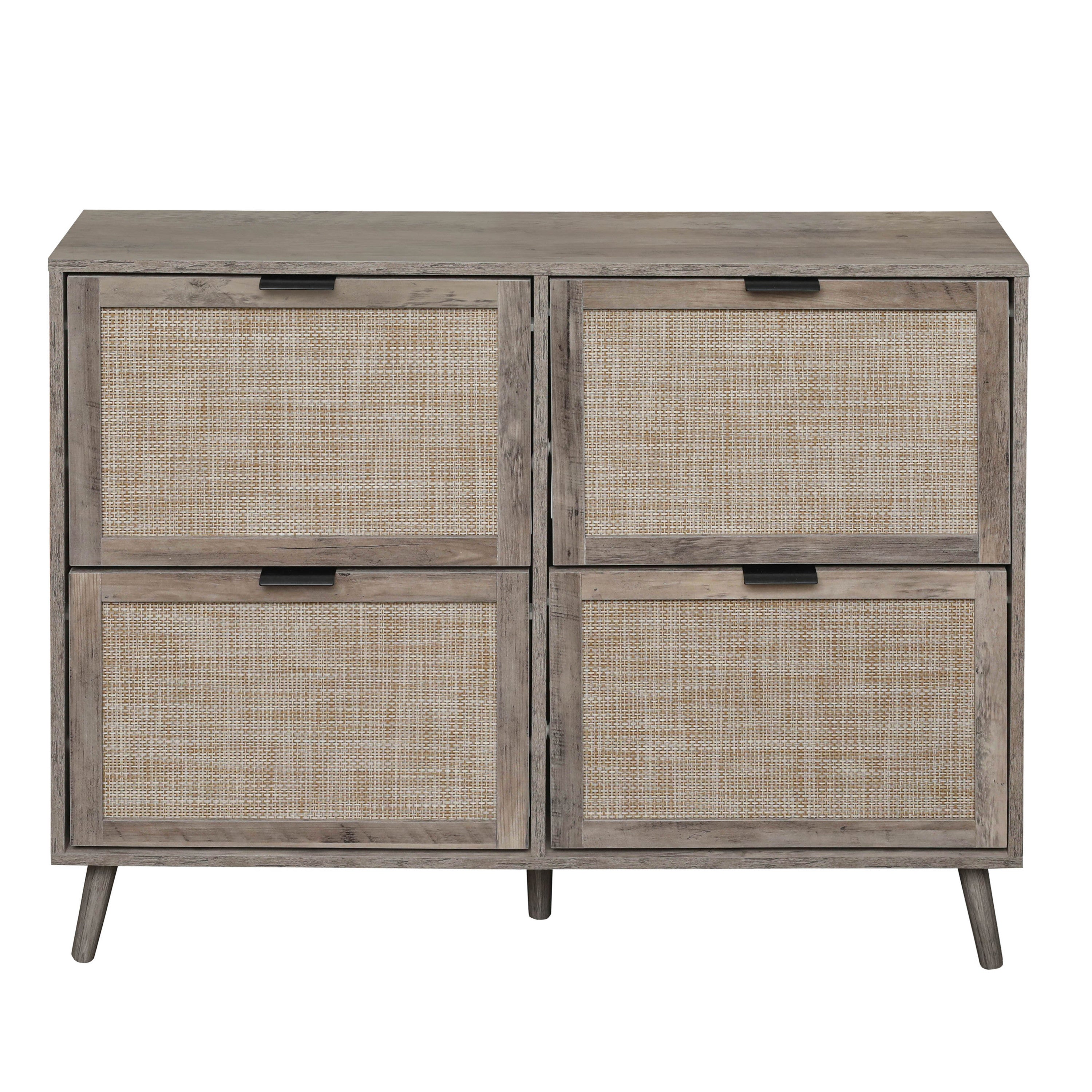 4 Door Shoe Rack, Freestanding Modern Shoe Storage Cabinet, for Entryway - Grand Goldman Shop