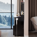 41' Large Size Left Drawer Desktop Vanity Table+Cushioned Stool Dresser Set, 2 AC+2 USB Power Station, Hair Dryer Stand, Extra Large Touch Control LED Mirror, 3-color Switch, EPA, GCC, UL Certificate - Grand Goldman Shop