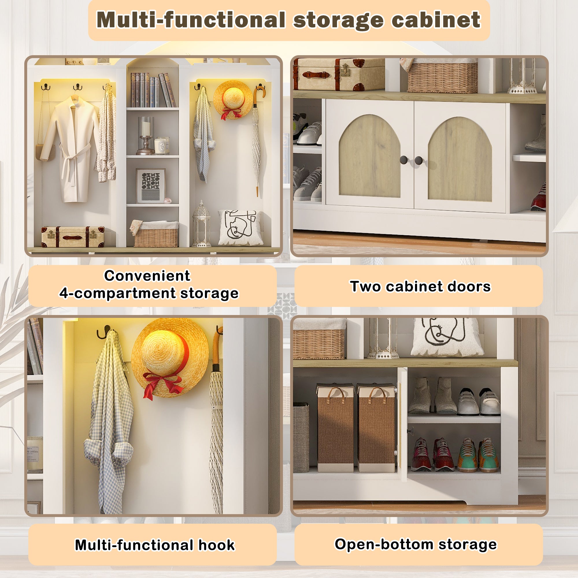 Multi-functional wardrobe/entrance wardrobe, equipped with shoe racks, clothes hangers and hooks. Wardrobe - A wardrobe is made of sturdy medium-density fiberboard with modern design and practical sto - Grand Goldman Shop