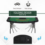 Soozier Poker Table Foldable, 72' Blackjack Table for 7 Players with Chip & Cup Holder, Green Felt - Grand Goldman