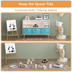 Kids bookcase with Collapsible Fabric Drawers, Children's Book Display, Toy Storage Cabinet Organizer, White/Blue | Premium H