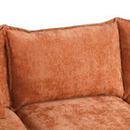 Convertible L-shaped Sofa Bed with Storage Ottoman, Power Sockets & USB Ports, Orange Chenille, 82.67' - Grand Goldman Shop