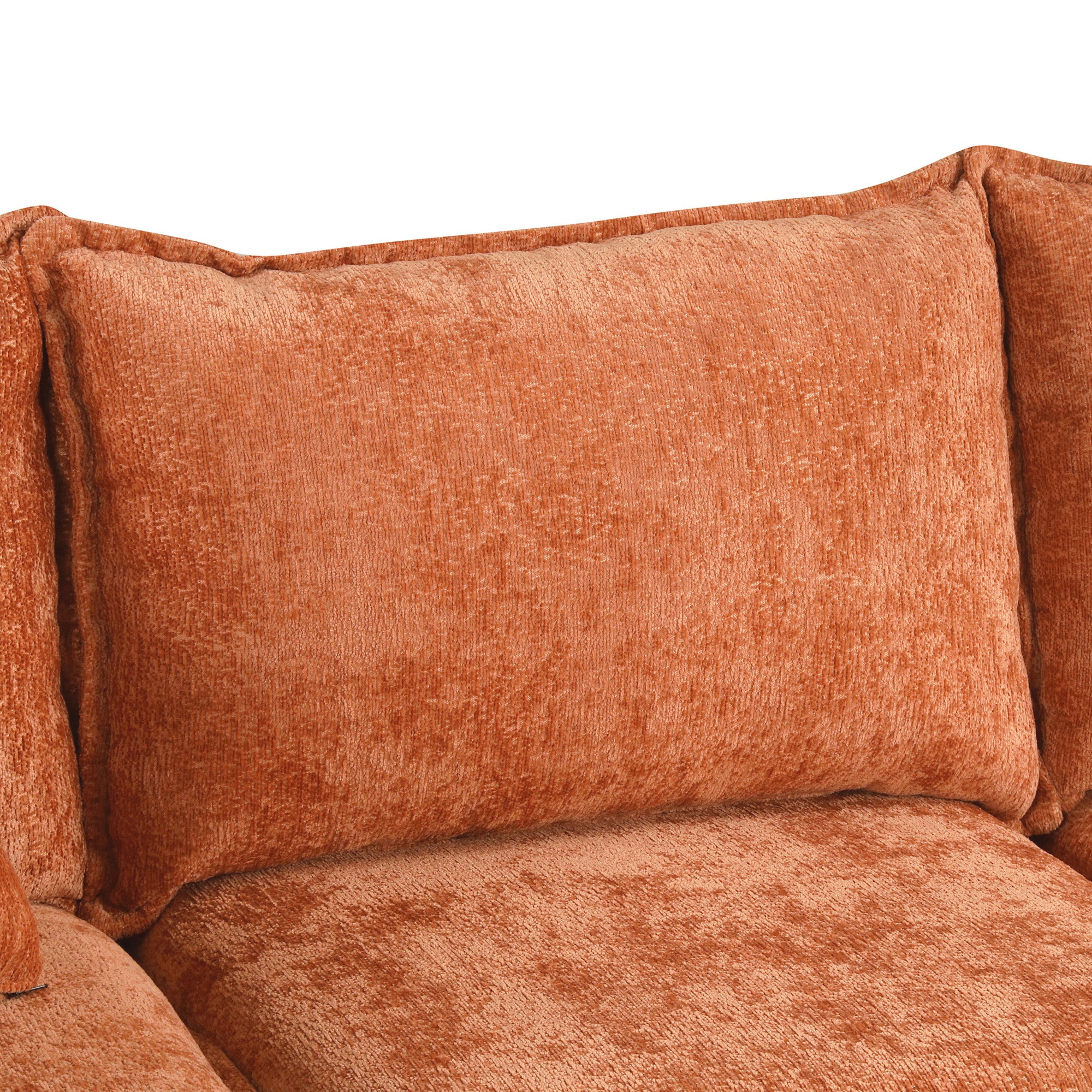 Convertible L-shaped Sofa Bed with Storage Ottoman, Power Sockets & USB Ports, Orange Chenille, 82.67' - Grand Goldman Shop