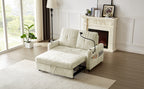 Modern 53.9' Loveseat Pull-out Sofa Bed with Adjustable Backrest, Cup Holders, Charging Ports & Side Storage in Beige Chenille - Grand Goldman Shop